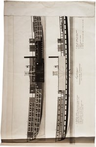 1824年の米国のアトラスからのフルトンの蒸気船、リビングストン首相の切り欠きビュー（アクアチント）